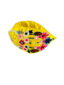 Hot Selling Colorful <b>Floral</b> Embroidery Bead Accents Stylish Knot-Style Handmade Beaded Fabric Hair Accessory Export Quality 2026 - Product Image 3