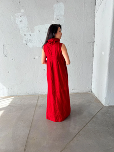 <b>Red</b> Long Linen Dress Sleeveless Maxi Dress Summer Linen Dress Kaftan with Pockets - Product Image 3