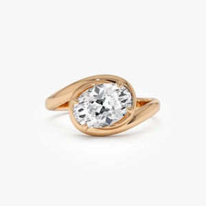 Splendid Bypass Oval Shaped Lab Grown Diamond Engagement <b>Ring</b> 1.50 Ct E-F VS 14K Gold For Engagement Party Gift Fine Jewellery - Product Image 2