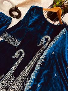 <b>Perfect</b> <b>Fit</b>& Design WALIMA Look Kashmiri Style Fully Stitched Viscose Modal Velvet Beautiful Designer Ethnic Salwar Suit Dress - Product Image 2