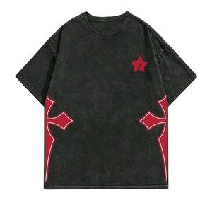 Camiseta Oversize de Algodón Personalizada para Hombre, Estilo Streetwear, con Acabado Vintage Lavado al Ácido, Antiarrugas, Cuello Redondo, Manga Corta - Product Image 1