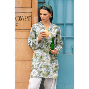 Ensemble décontracté 2 pièces en coton et lin Khaddar, tailles XS à grande taille, logo personnalisé, offre ODM, respirant et léger, SCT-52003, longueur genou, naturel - Product Image 2