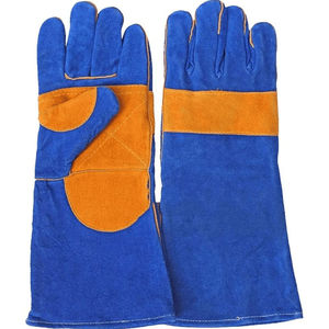 2025 guantes de seguridad de cuero dividido de vaca azul con guantes de soldadura de lana de cuero azul guantes de trabajo diario reforzados con pulgar de Palma - Product Image 1