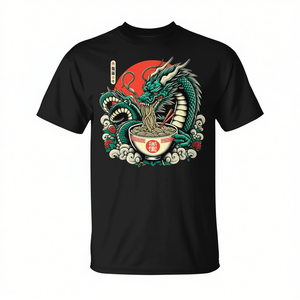 T-shirt unisexe Dragon Ramen, nouilles japonaises, esthétique, col rond, manches courtes, impression numérique, promotionnel pour adultes - Product Image 2