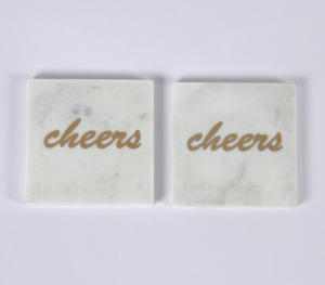 แผ่นรองแก้วหินอ่อนสีขาวหรูหราพร้อมข้อความพิมพ์ลายตัวอักษรทองคำ ดีไซน์ทันสมัย ขายส่งจำนวนมาก สำหรับบาร์และโต๊ะอาหาร - Product Image 3