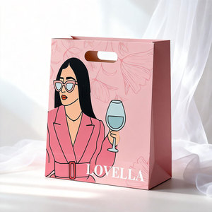 Bolsa de Papel con Logotipo Personalizado con Estampado Dorado, Bolsas de Regalo de Lujo Reciclables para Compras, Recuerdos de Boda, con Asa de Cinta - Product Image 3