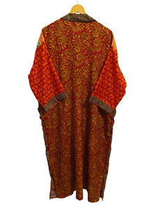 Peignoir en soie Robe d'été Bikini Cover Up Night Wear Robe longue, Kimono sari en soie recyclé vintage indien fait à la main, - Product Image 4