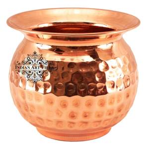 Lota Kalash de Cobre Puro con Diseño Martillado, Artículo Espiritual para Pooja, para Almacenamiento y Servicio de Agua en Diwali - Product Image 1