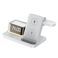 Organisateur de bureau multifonctionnel avec réveil, chargeur sans fil, logo personnalisé, organisateur de bureau, cadeau de bureau