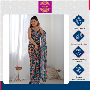 FABZONE Venta en todo el mundo Ropa de boda india Georgette Look de lujo de moda Elegante Premium Saree Mujeres Top Ocasión especial - Product Image 2