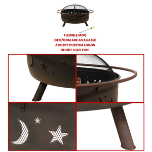 Brasero circulaire au propane en acier thermolaqué, style Corten, pour extérieur, avec protection incendie - Product Image 2