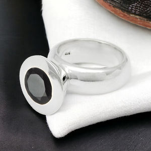 Anillo de aspecto elegante para uso diario, piedra preciosa de ónix negro Natural, Plata de Ley 925, forma redonda, joyería hecha a mano, proveedores al por mayor - Product Image 2