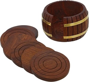 Juego de posavasos de madera hechos a mano, vajilla rústica duradera para el hogar, para mesa de comedor, café, té, cerveza, cocina, Bar moderno - Product Image 5