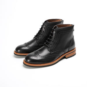 Top Grain Cow hide Short Boots with Breathable Lining and Wear Resistant for Daily S <b>hoes</b> Outdoor Boots - Product Image 1