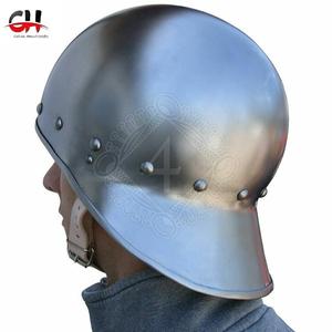 หมวกเหล็กต่อสู้พร้อมเกราะแบบยุคกลางหมวกกันน็อคแขนสีเงินฮาโลวีนหมวกกันน็อคตะลุมพุกเปิดสินค้าชุดเกราะคอสเพลย์ - Product Image 5