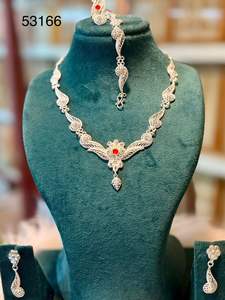 Elegant Gold-Plated Floral Pendant Choker <b>Necklace</b> <b>Set</b> with Matching <b>Earrings</b> | <b>Bridal</b> & Festive Jewelry Model 23147 - Product Image 2