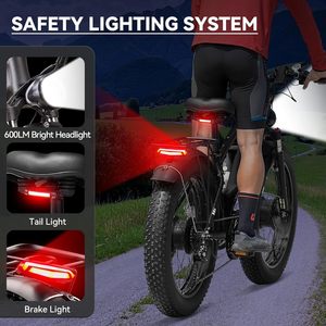 6000W doppio motore Ebike per adulti uomini 45mph-veloce bici elettrica con batteria al litio 12V 70Ah telaio in alluminio fino a 100 miglia - Product Image 6