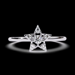 Anillo de Diamantes Naturales en Oro Amarillo de 14K de Primera Calidad, Diseño en Forma de Estrella, Joyería Delicada para Parejas, Regalo Elegante - Product Image 2