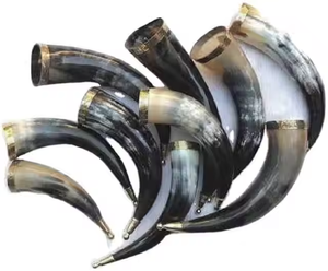Authentic Handmade Viking <b>Drinking</b> <b>Horn</b> Set - Polished Antique Carved Buffalo <b>Horn</b> by crescent crafts - Product Image 2