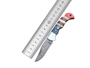 Gran oferta, cuchillo de caza de bolsillo plegable de acero de Damasco hecho a mano personalizado, mango de hueso de camello, alta durabilidad, 3 años de garantía OEM - Product Image 3