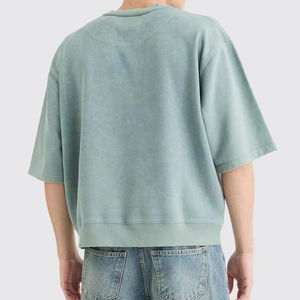 เสื้อยืดทรงบ็อกซี่ฟิตผู้ชายแบบย้อมสีเอซิดคุณภาพสูงใหม่ ผลิตจากโรงงาน ราคาถูก ตัดเย็บอย่างสมบูรณ์แบบ คอกลม ลายเรียบ - Product Image 2