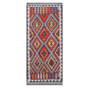Alfombra Kilim de Maimana, Afganistán, 189 x 83 cm, Tapiz - Product Image 1