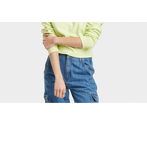 Felpa Corta da Donna Verde Lime con Zip a Quarto, Collo Alto, Traspirante, in Maglia Forata, Taglia L Universale per l'Autunno - Product Image 3