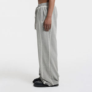 กางเกงวอร์มผ้าคอตตอนแห้งเร็วสำหรับผู้ชาย, กางเกงเอวสูงด้านหน้าตรงขาตรงน้ำหนักเบาระบายอากาศได้ดีผ้า100% ลำลอง - Product Image 3