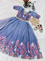 TENNECY Choli de Organza de Seda Taby Reversible, Elástico, de Secado Rápido, Sin Arrugas, con Estampado Digital para Niñas, Listo para Usar en Fiestas