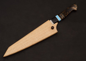 Vente en gros de commandes en vrac personnalisées OEM ODM couteau de cuisine de chef à manche en résine et lame en acier faite à la main avec couteaux de chef en bois - Product Image 6