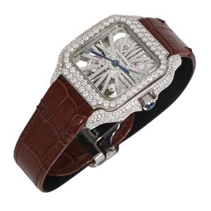 Reloj de Pulsera Personalizado con Esfera de Cristal Marrón, Movimiento de Cuarzo con Diamantes Moissanite Impecables, Elegante Reloj de Moda para Hombre - Product Image 3