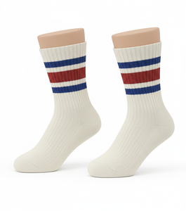 Customizable Retro Striped Crew Socks For Women Sporty Calf Casual Cotton Tube Socks made in <b>Turkey</b> with your Design - Product Image 1