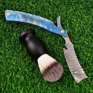 Navaja de afeitar recta de acero de Damasco personalizada de alta calidad, navajas de afeitar Bikini de grado DIY hechas a mano con mango de madera, soporte OEM - Product Image 5