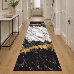 Tapis de salon en chenille gris argenté à motif design imprimé numériquement, lavable en machine, antidérapant - RUGS DEPOT LXDP-0486 (vente en gros) - Product Image 5