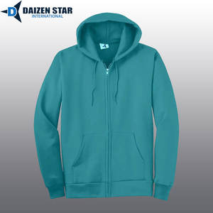 เสื้อฮู้ดซิปผู้ชาย สีพื้น ผ้าฝ้ายฟลีซ 100% ทรงปกติ ใส่ได้ทุกวัน สไตล์ลำลองสำหรับฤดูหนาว รับผลิตแบบ OEM พร้อมบริการพิมพ์ลายดิจิตอล - Product Image 2