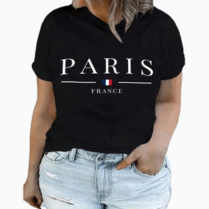 Camiseta de Verano Estilo Americano de Algodón de Fibra Larga para Mujer, Casual, Deportiva, de Manga Corta, Ajustada - Product Image 1