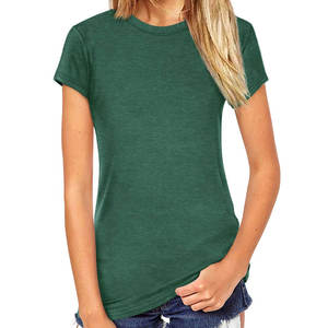 Camisetas de verano de manga corta sólidas para mujer al por mayor con colores y logotipo personalizados 100% algodón de secado rápido y transpirable - Product Image 3