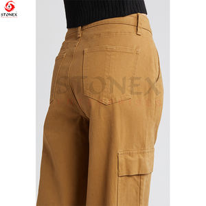 Pantalon en jean Cargo taille haute à jambes larges Dernier design Nouvelle mode Tendance Fournisseur de pantalons Cargo - Product Image 5