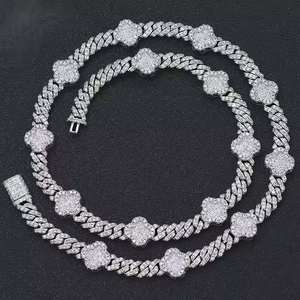 Coupe ronde glacé 10 mm VVS Moissanite diamant cubain lien chaîne bijoux pour hommes en argent Sterling 925 - Product Image 4