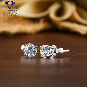 1.68 TDW boucles d'oreilles rondes brillantes Labgrown HPHT/CVD diamant VS1 clarté IGI certifié or 18 carats avec bijoux de clarté VS1 - Product Image 2