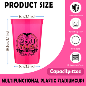 Gobelets de stade réutilisables en plastique givré de 12 oz, personnalisés et sur mesure, pour le 4 juillet, souvenir du 250e anniversaire des États-Unis, vente en gros - Product Image 4