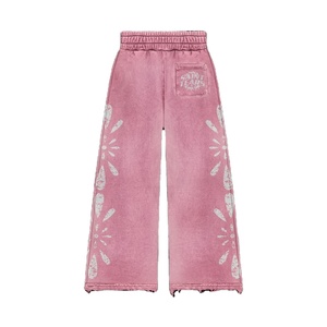 Nueva llegada Streetwear estilo Oversized Drop Shoulder Hoodie y pantalones de pierna recta 2 piezas Vintage Washed Chándal Set - Product Image 4