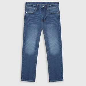 Jeans droits pour hommes de qualité supérieure, coupe classique, taille mi-haute, vêtements décontractés pour la saison automne-printemps, approvisionnement ODM - Product Image 1