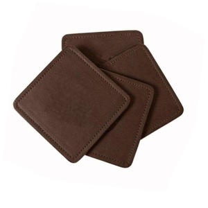 Juego de posavasos de cuero genuino, 4 unidades, Color marrón, venta al por mayor - Product Image 1