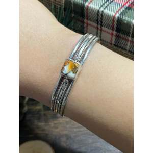 Navajo Handmade Mohave Turquoise & Sterling <b>Silver</b> Fashion <b>Cuff</b> <b>Bracelet</b> - Product Image 1