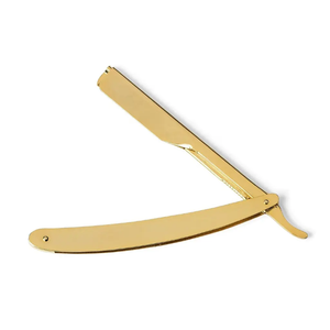 Navaja de Afeitar Profesional de Alta Calidad, Color Dorado, Mango Plegable, Acero Inoxidable, Cuchilla Recta de Seguridad para el Vello Corporal - Product Image 1