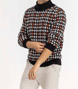 Pull en coton personnalisé à col rond et à manches longues en tricot câblé à la mode pour hommes Pull noir surdimensionné Chandails en tricot pour hommes - Product Image 5