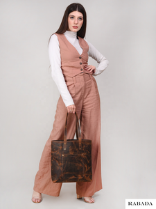 Bolso de hombro con cremallera Hecho a mano Vintage Cuero de alta calidad Bolso de mano grande de moda Bolso de compras Bolso de hombro - Product Image 3