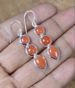 Pendientes de gota de Plata de Ley 925 auténtica para mujer, cabujón de cornalina suave, ajuste de bisel de pera, joyería cristiana de alta calidad - Product Image 1