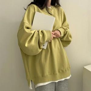 Sweat-shirts pour femmes en polyester/coton mélangé, décontractés, patchwork, col rond, manches longues, couleur personnalisable, logo, séchage rapide - Product Image 6